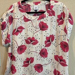 Cabi Boxy Top - Fuchsia & Cream Floral - Small